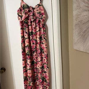 Ophelia Roe Floral Maxi Dress with Pink and Black
